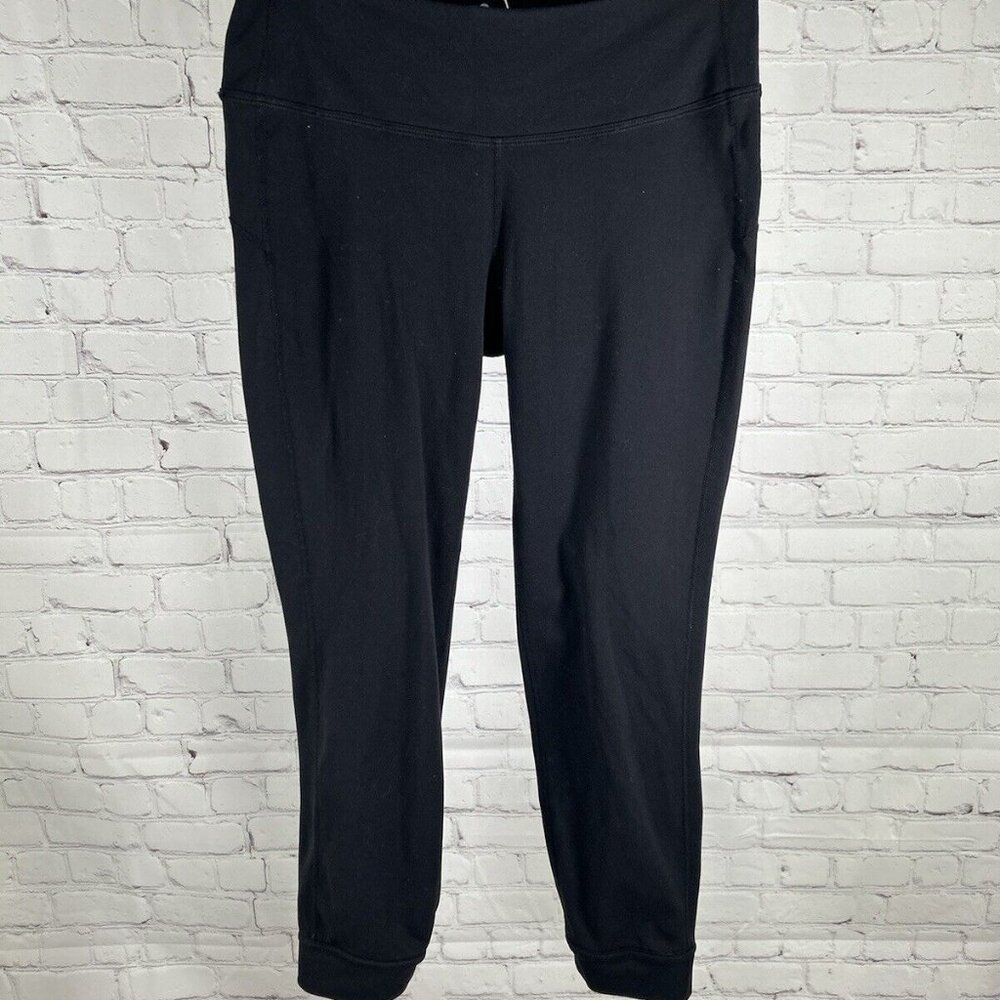 Athleta Black Pull On Cropped Strappy Ankle Women’s Workout Leggings Size S